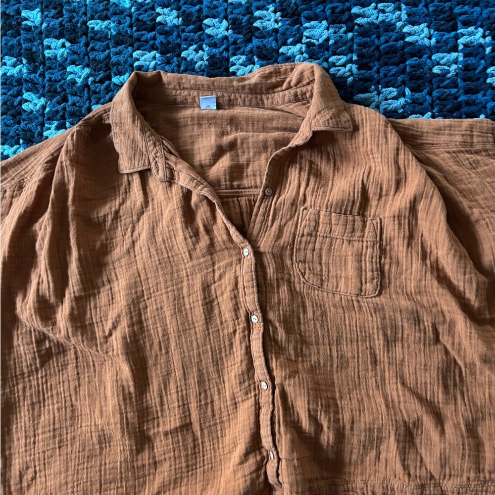 Old Navy Orange Linen Blouse